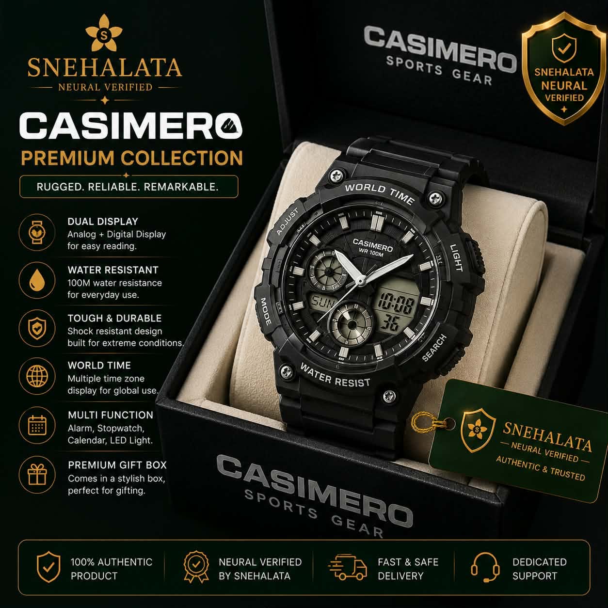 CASIMERO স্পোর্টস গিয়ার ওয়াচ